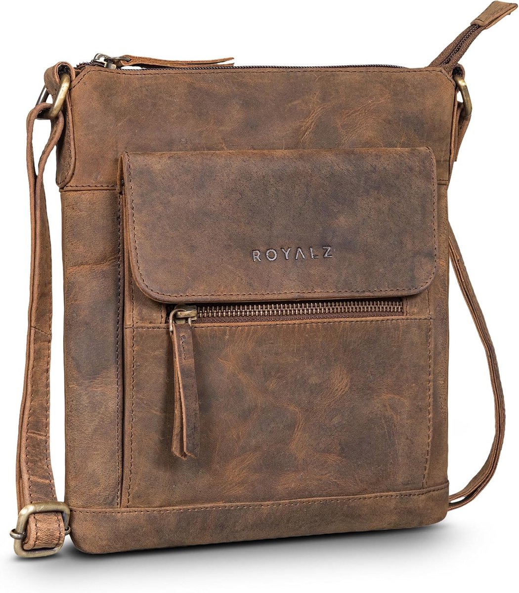 ROYALZ Modern Women's Leather Handbag Genuine Leather Small Florence Shoulder Bag Flat Elegant Vintage Handbag - ShopVlot