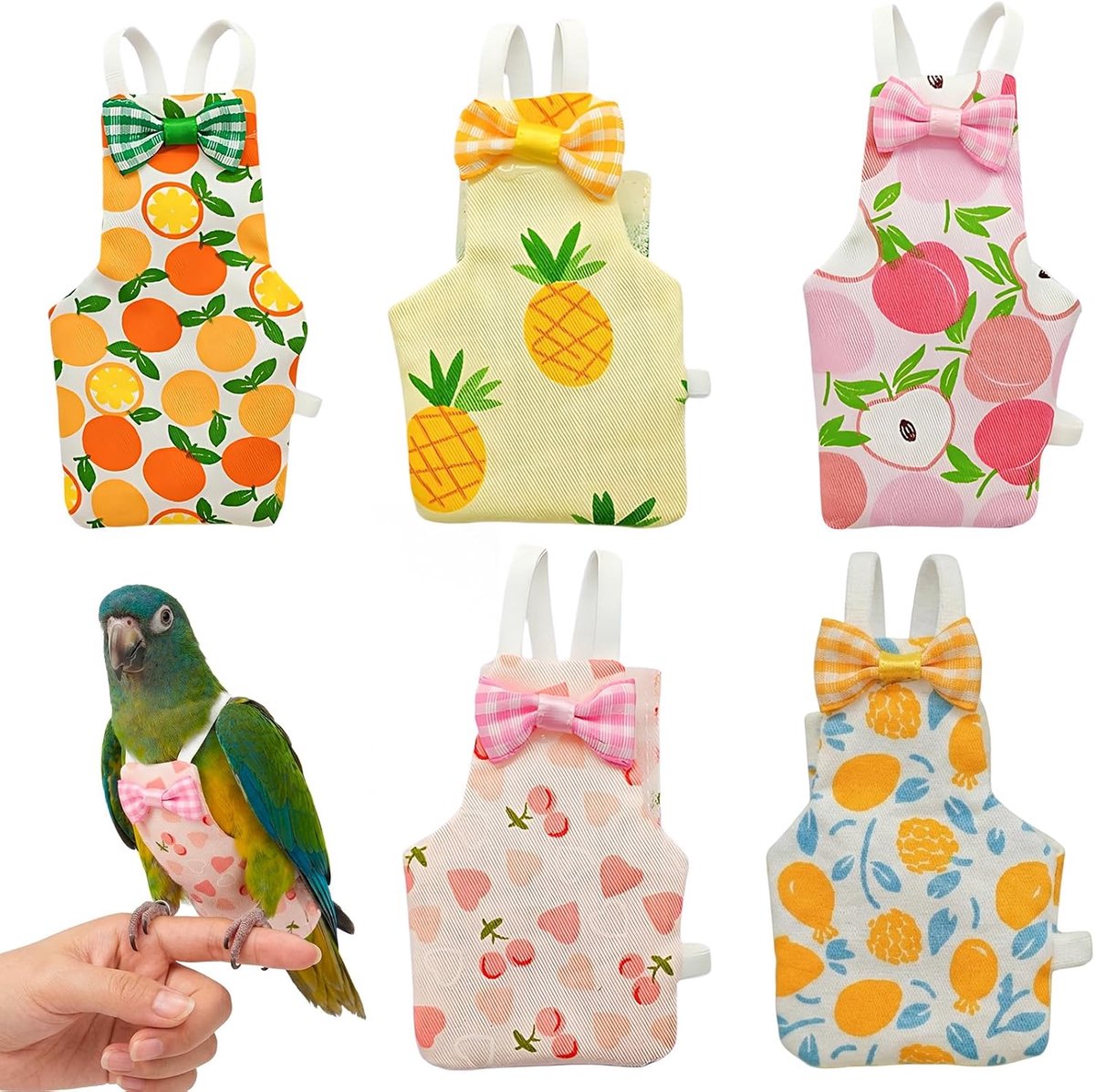 Pack of 5 Bird Diapers, Reusable Parrot Flight Suits, Bird Diapers for Ornamental Birds, Size Adjustable, Reusable - ShopVlot