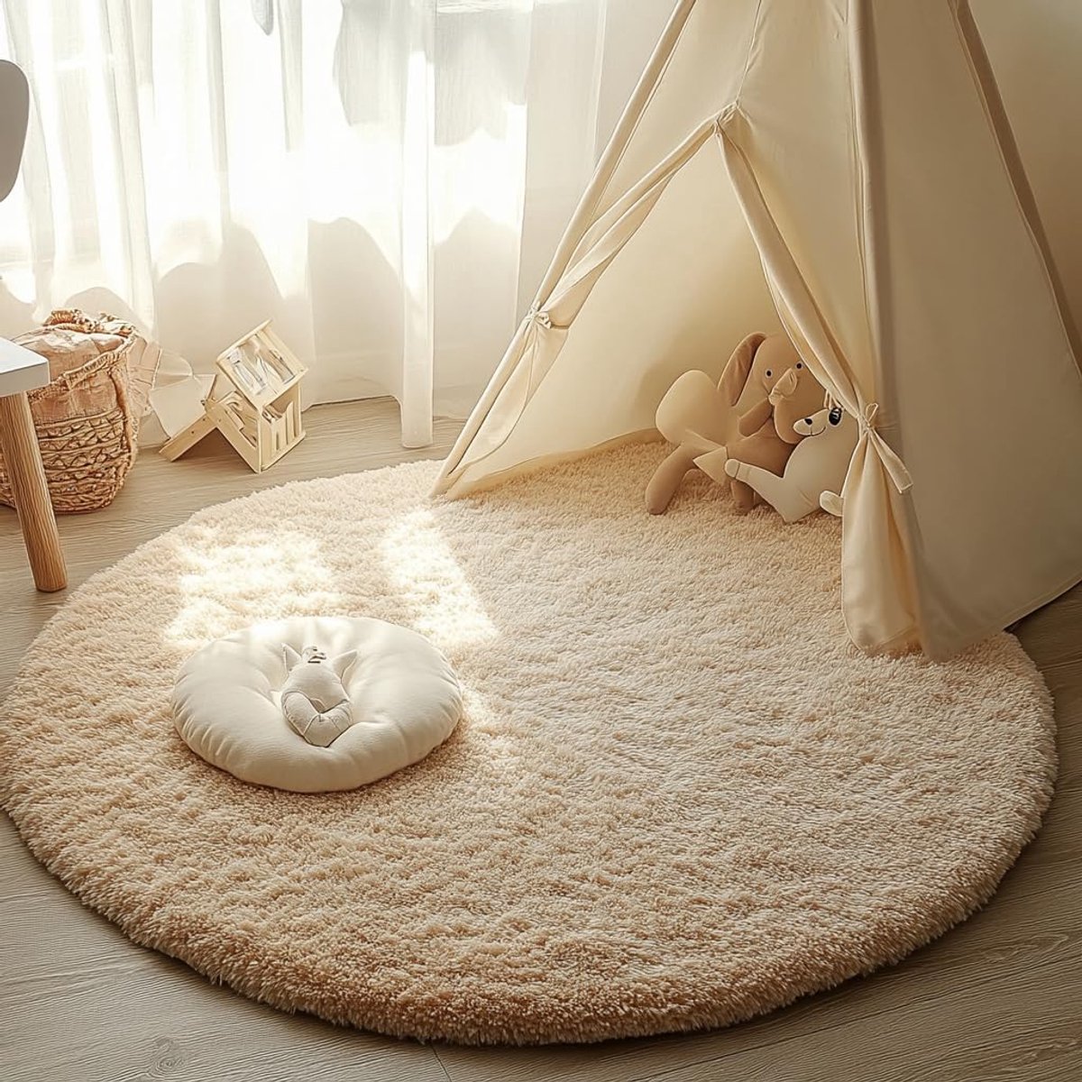 Round Carpet for Living Room Bedroom Fluffy Carpet Non-Slip Shaggy Fluffy Bedroom Rugs Rounded Shaggy Large Size - ShopVlot
