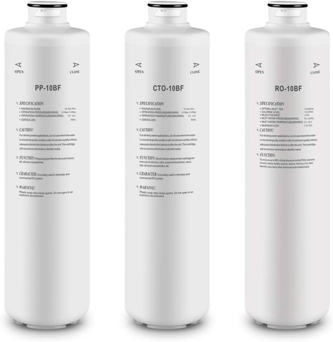 Geekpure replacement filter set for 3-stage RO water filter system for countertop T03 - ShopVlot