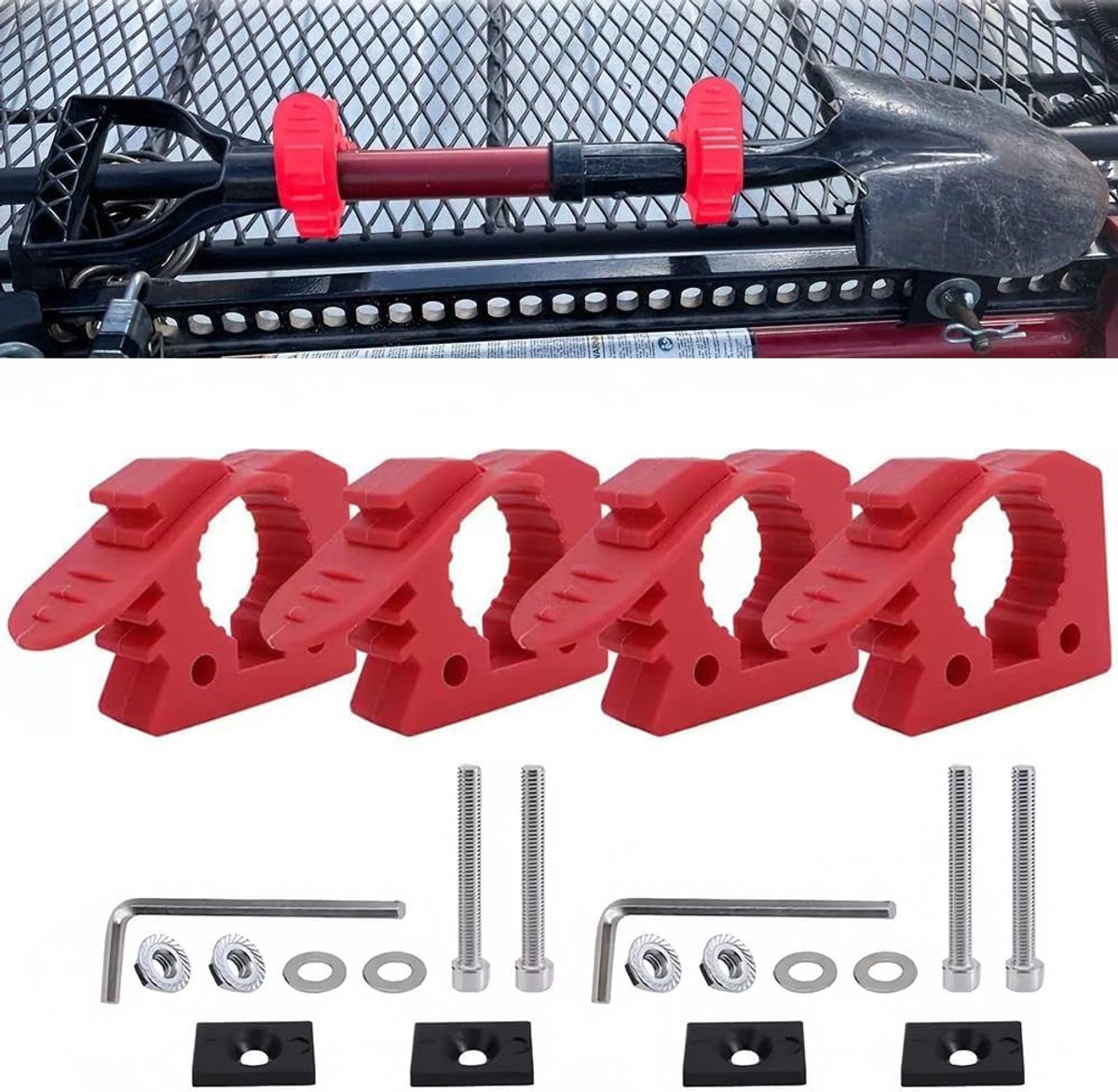 Pack of 4 Rubber Clamp Holders, Quick Release Rubber Clamps for Tools, Diameter 3-4 cm, Suitable for Trucks, UTV, ATV - ShopVlot
