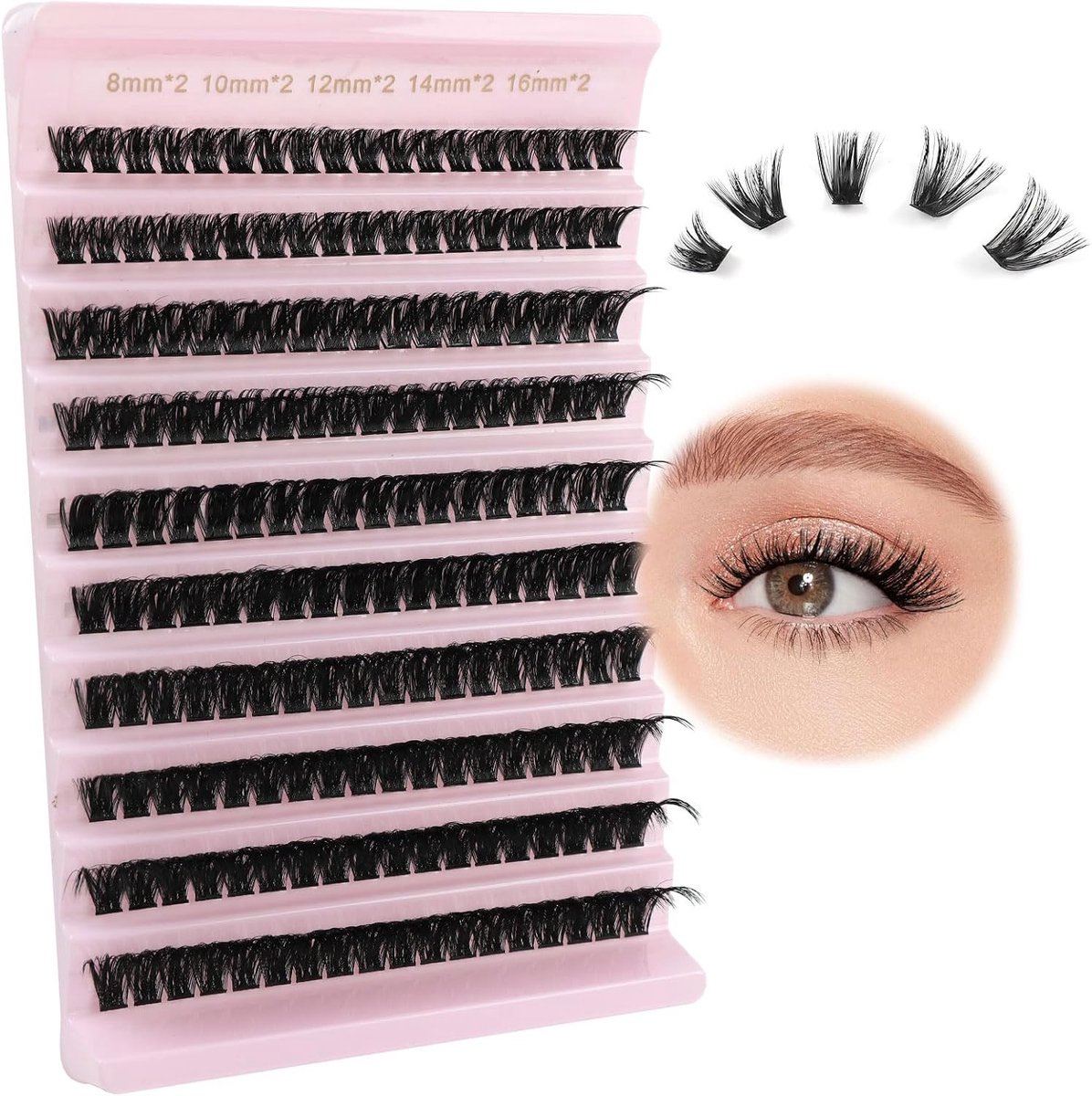Individual Eyelashes 80D, Wispy Artificial Eyelashes 8-16MM, Natural Eyelashes, Individual Cluster, Fake Eyelashes, D - ShopVlot