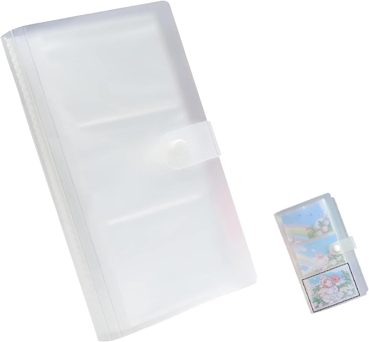 Klein fotoalbum met 240 vakken - transparante mini-fotoalbums met 80 stuks kleurrijke filmframesstickers - fotoalbum voor Fujifilm Instax film - PIC-300 - 7 - 5 cm film - vliegticketkaarten (wit)