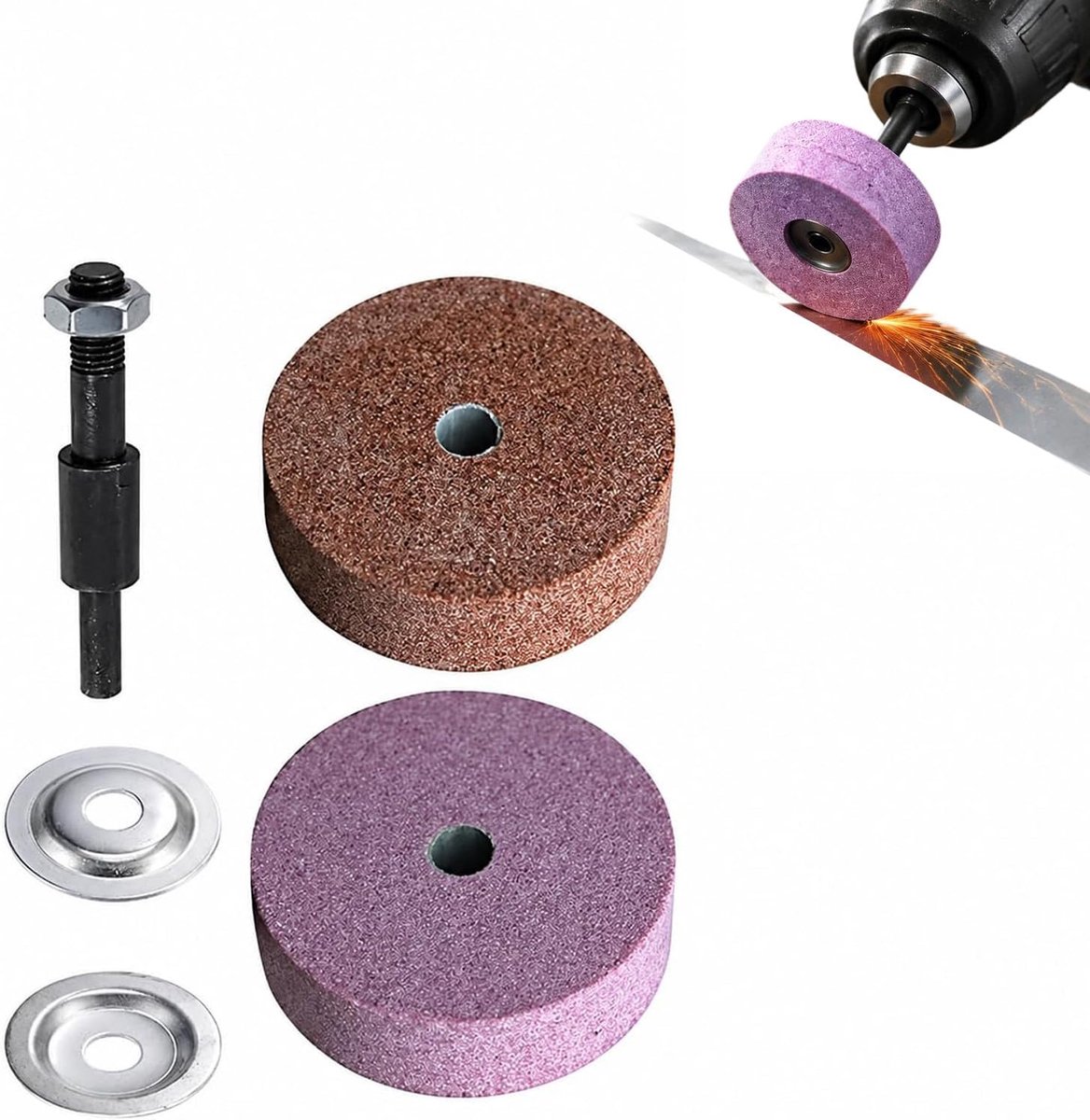 Slijpkop voor boormachine 75 mm korrel 80 aluminiumoxide slijpsteen met adapter 10 mm voor metaal hout steen schuren - ShopVlot