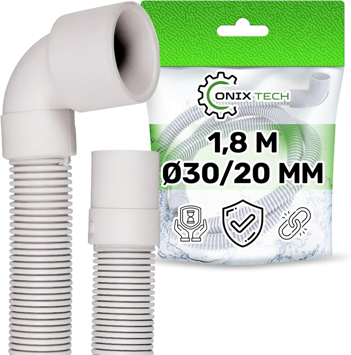 Drain hose for washing machine and dishwasher, 1800 mm, Ø 30/20 mm, original code C00054869 C00027466 48200002642 - ShopVlot