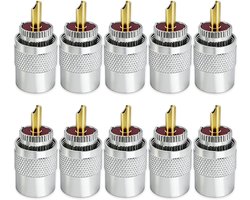Topcloud UHF/PL-259 Male Solder Coax Connector Plugs with Reducer UG-176 for RG8X Coaxial Coaxial Cable Antenna (10 - ShopVlot