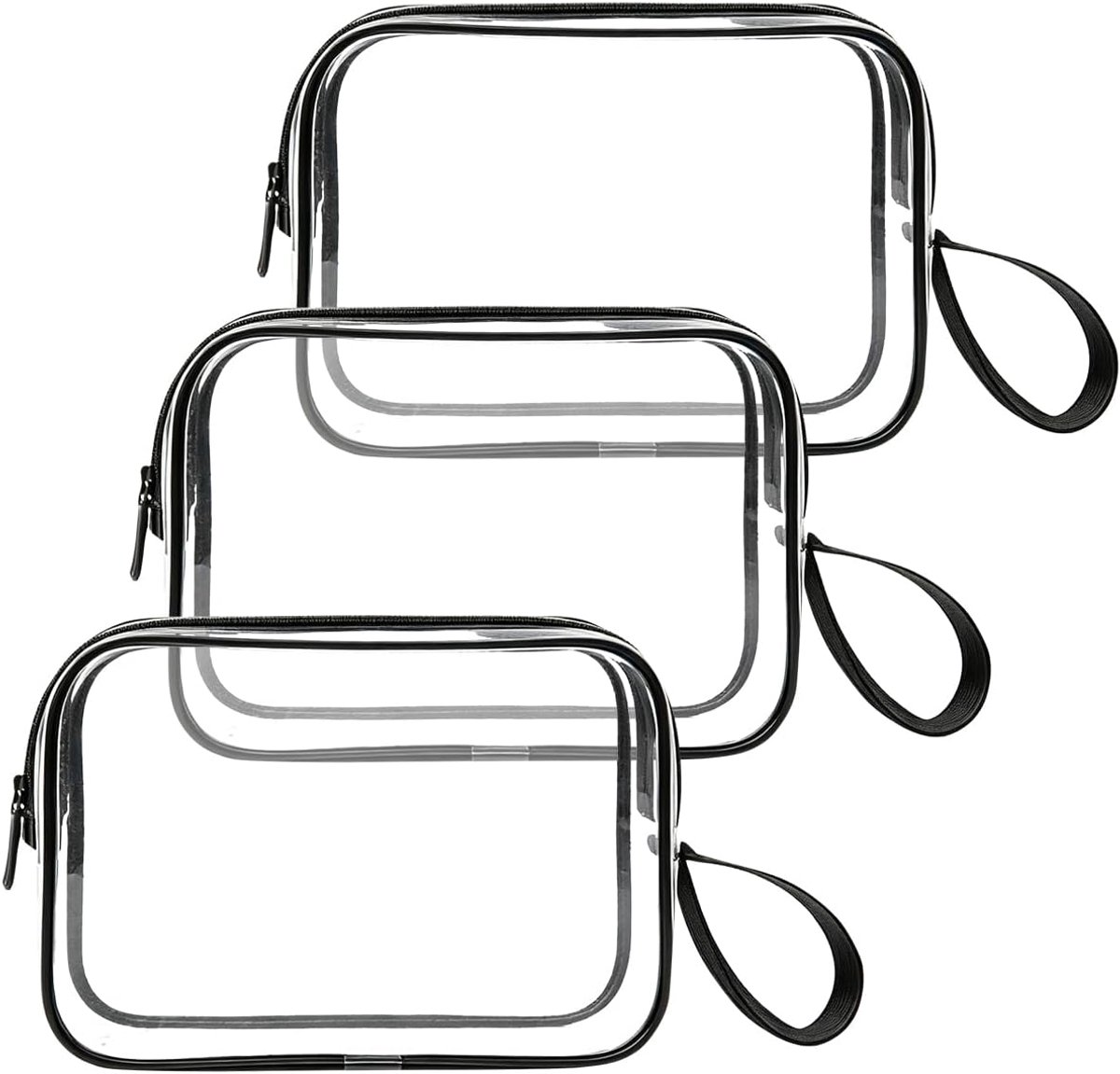 3 Stuks Doorzichtige Toilettas voor Vliegreizen, Cosmetica Tas Doorzichtige Reizen, Doorzichtige Reis Toilettas - ShopVlot