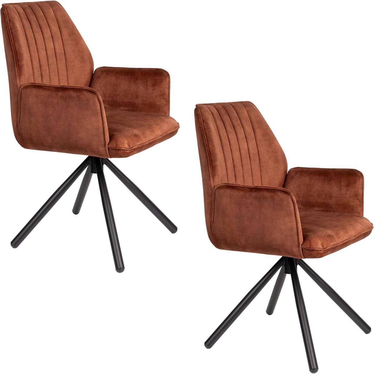 Jamie Eetkamerstoelen Armleuning Roest/Bruin - Set van 2 - ShopVlot