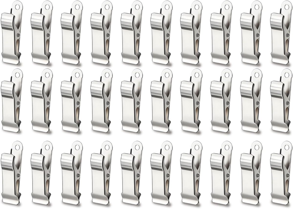 30 Pcs 1/2 Inch Wide Spring Clips Metal Mini Crocodile Clips Stainless Steel Non Slip Spring Clips for Curtains - ShopVlot