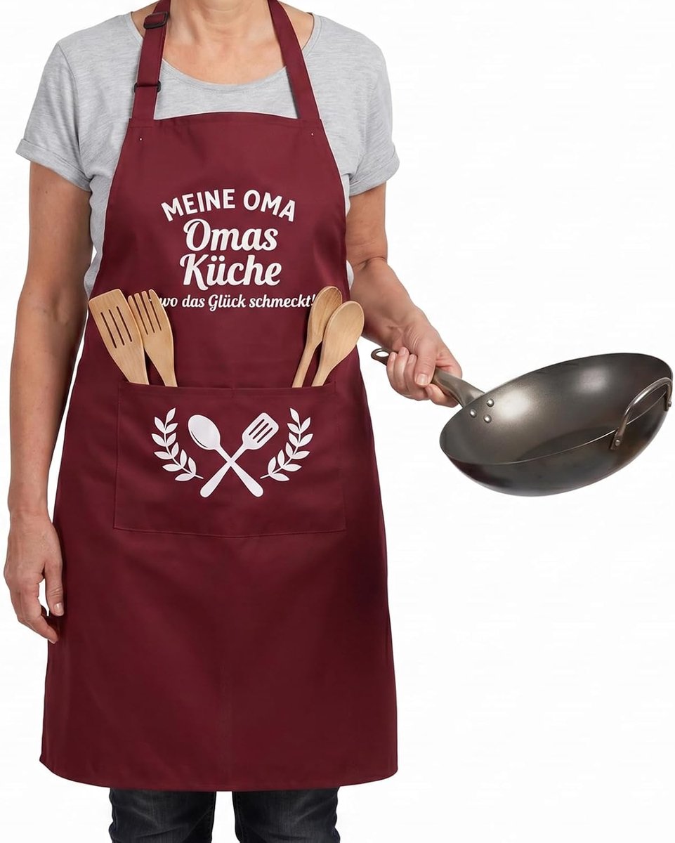 Kookschort Dames Schort Dames Oma Geschenk Bordeaux Rood Verstelbaar met Zakken Canvas Materiaal Voor Keuken Bakken - ShopVlot