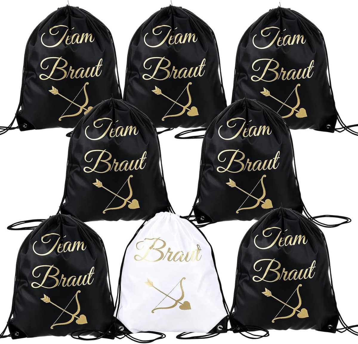 8 stuks JGA accessoires vrouwen vrijgezellenfeest vrouwen gymtas JGA decoratie Bridal Crew tas met trekkoord wit en - ShopVlot