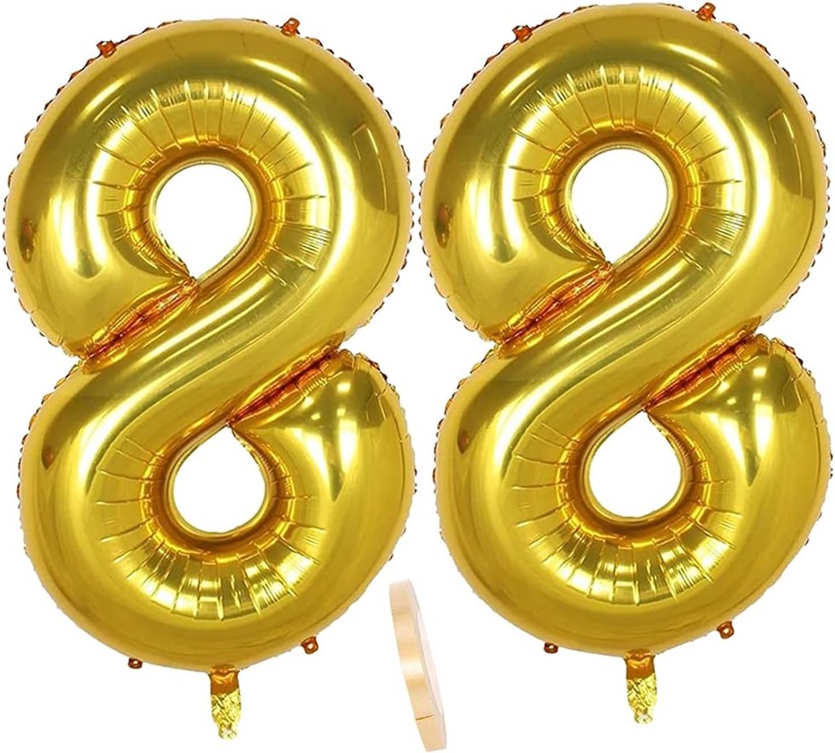 Foil Balloon Number Decoration Gold 88 for Women Men XXL 100 cm Giant Number Inflatable Helium Balloon Figures Number - ShopVlot