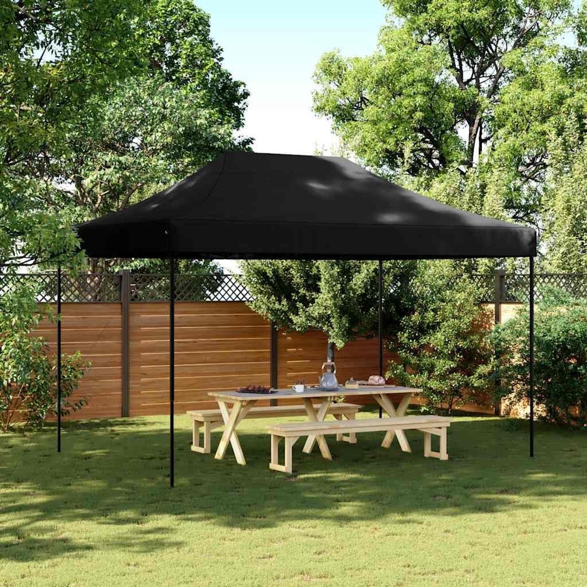 Opvouwbare Partytent - Paviljoentent Feest - Buitenfeesten Organiseren - Snel Pop-up Systeem - 410 x 279 cm - Zwart