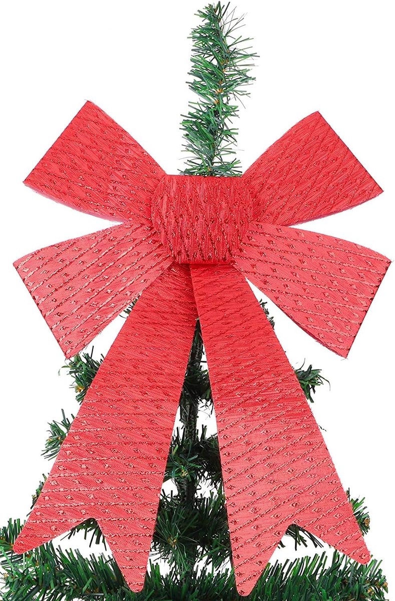 Kerst Strik Decoratie - Glitter Strik - Huis Versieren - Lametta Glitter - 49 cm - Rood
