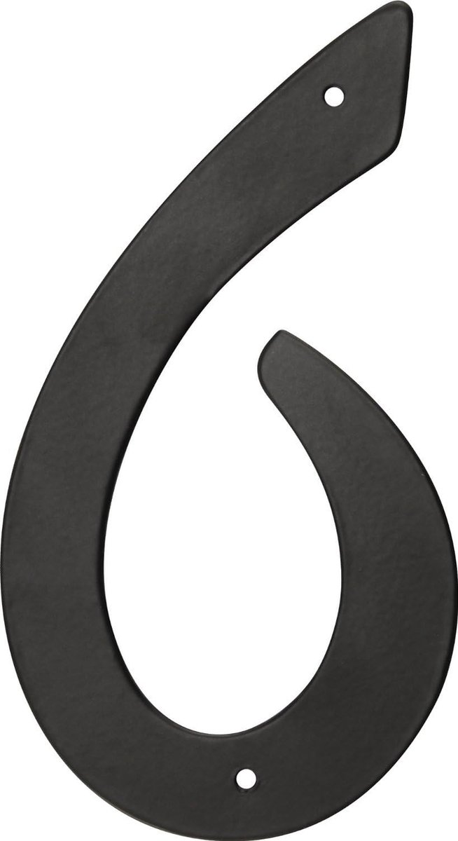 Huisnummer - Nummer Zes - Huis Identificatie - Gegoten Aluminium - 4 Inch - Zwart