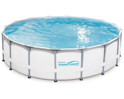 Summer Waves Frame Zwembad Rond - ⌀488 x 122 cm - zwembaden - Inclusief Zandfilterpomp - Ladder - Afdekzeil - Grondzeil - Onderhoudsset