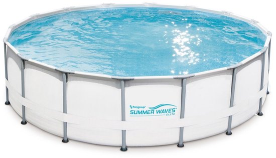 Rond Summer Waves Elite frame zwembad, 488x122 cm, met witte zijkanten en blauw water.