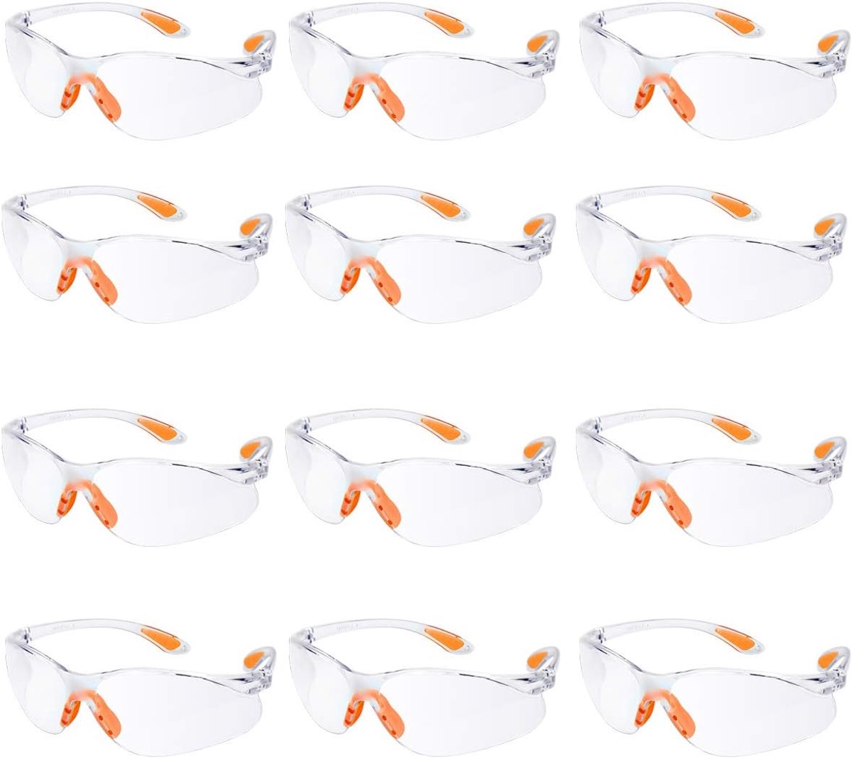 Veiligheidsbril 12 Pack - Beschermende Eyewear - Werk Bescherming - Anti Kras Mist Wind - Universele Pasvorm - Transparant