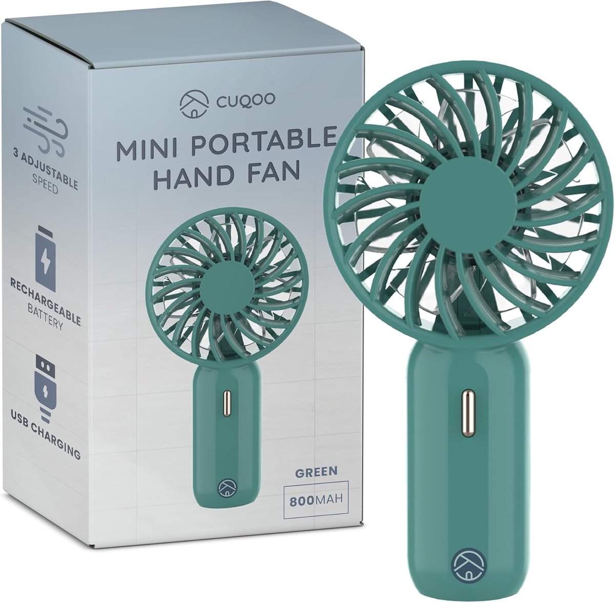 Mini Handventilator - Draagbare Ventilator - Persoonlijke Koeling - 3 Snelheden - 139 x 83 x 42 cm - Groen