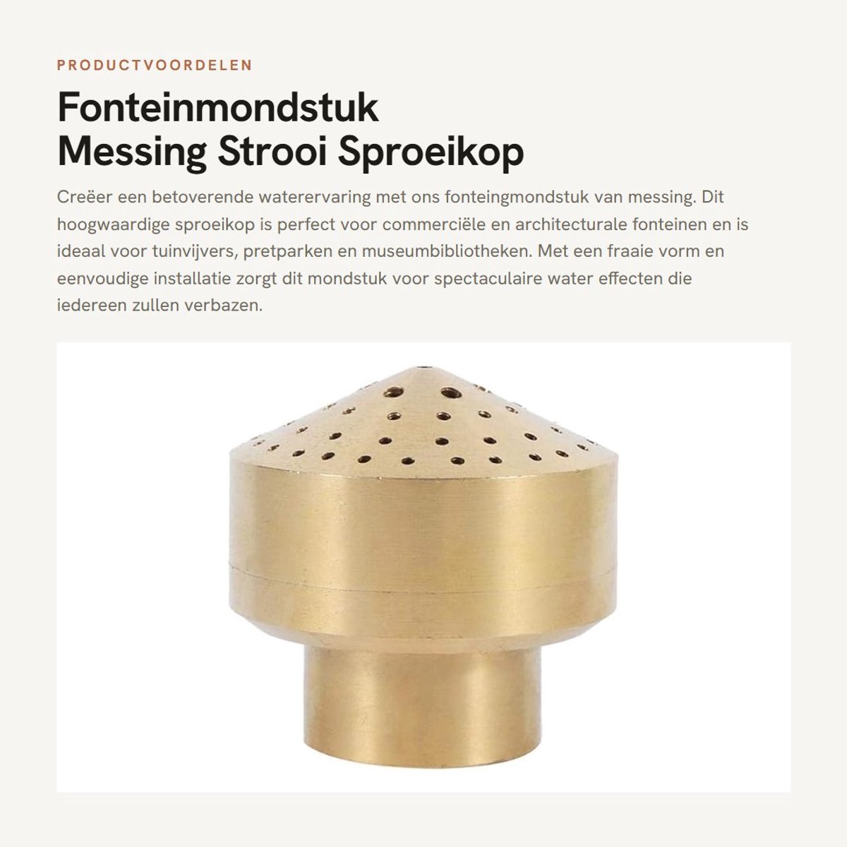Dailygoods- Fonteinmondstuk Poreus - Sproeikop - Messing - Dispersiefontein - Tuinvijver - Duurzaam Materiaal
