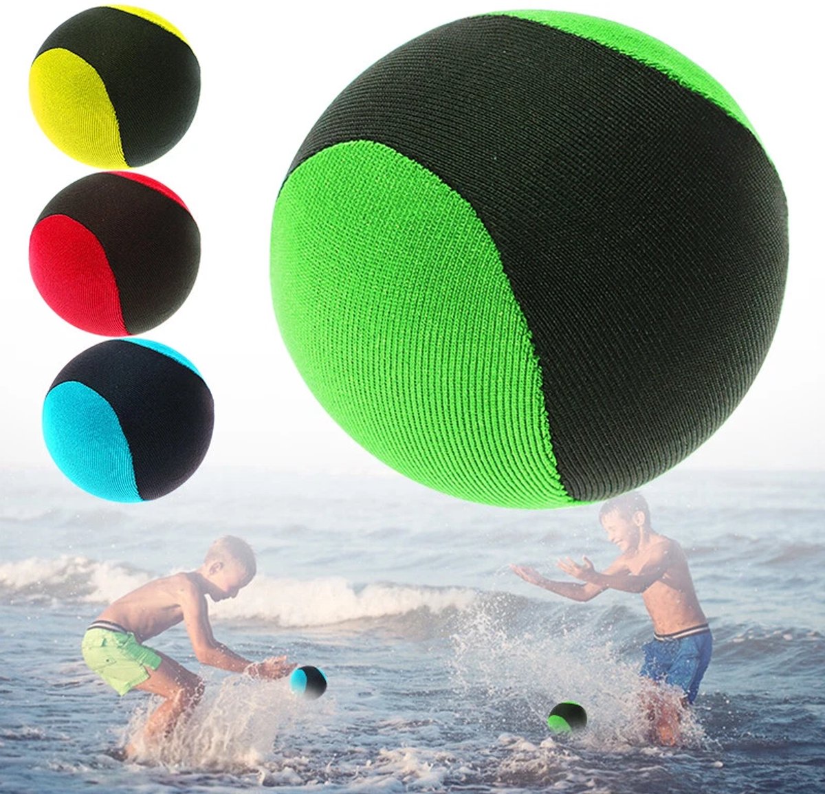 Herbruikbare stuiterbal voor buiten en op het strand – 4-pack – Speelgoed voor zwembad en watersport – Zachte zwembal – Waterspeelgoed voor kinderen en volwassenen-Rood, groen, geel, blauw – foto 4