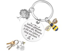 Dailygoods- Sleutelhanger Bedankje - Roestvrij Stalen Sleutelhanger - Afscheidscadeau Leraar - Teacher Appreciation - Bij/Boothanger - Gravure "Teachers sow seeds of knowledge - Lerarengeschenk