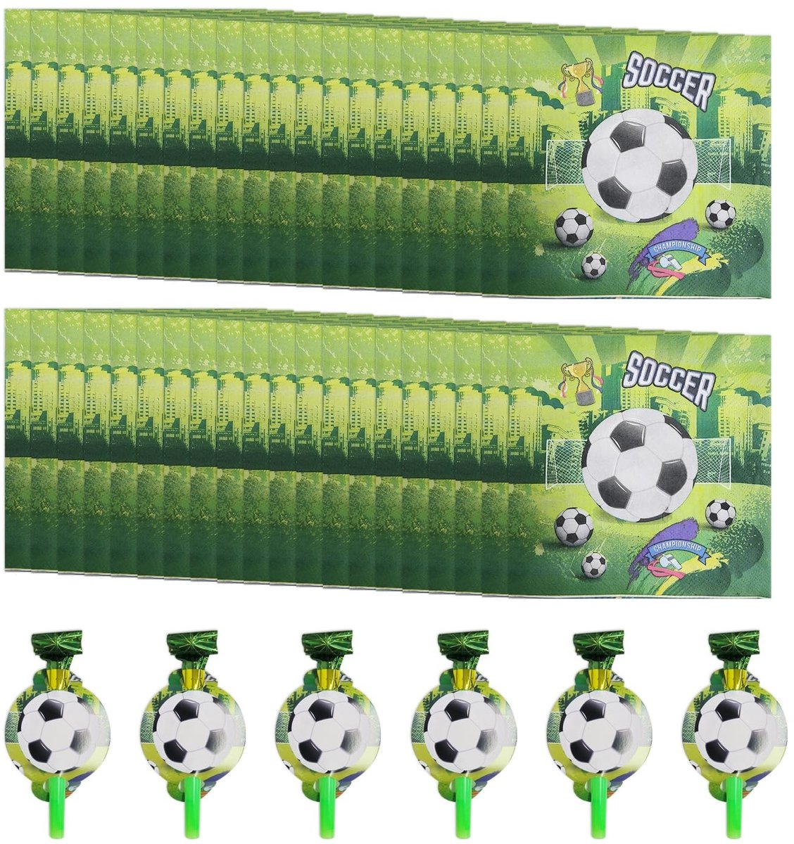 Dailygoods- Voetbalservetten 40 stuks - Voetbalthema - Papieren Servetten - Eettafel Decoratie - Blazende Vliegers 6 stuks - Duurzaam Materiaal - Tafelservetten