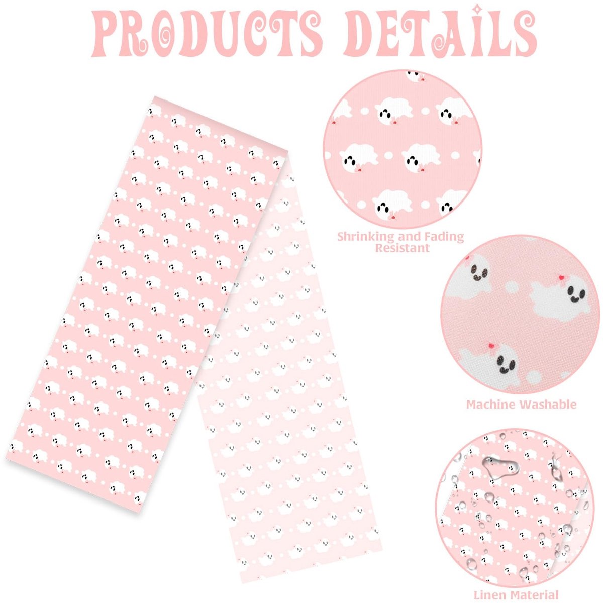 Dailygoods- Tafelloper 72×13 Inch - Roze Halloween Decor - Seizoensgebonden Eettafel Decoratie - Decoraties - Pompoen - Spin - Tafelkleed