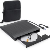 Strex Externe DVD Speler en Brander Met hoes - CD Brander - USB DVD Speler met USB C en USB A 3.0 - Externe CD speler