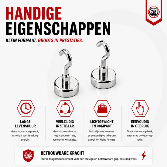 Handige, compacte magnetische haken met lange levensduur, veelzijdig, lichtgewicht, direct klaar voor gebruik.