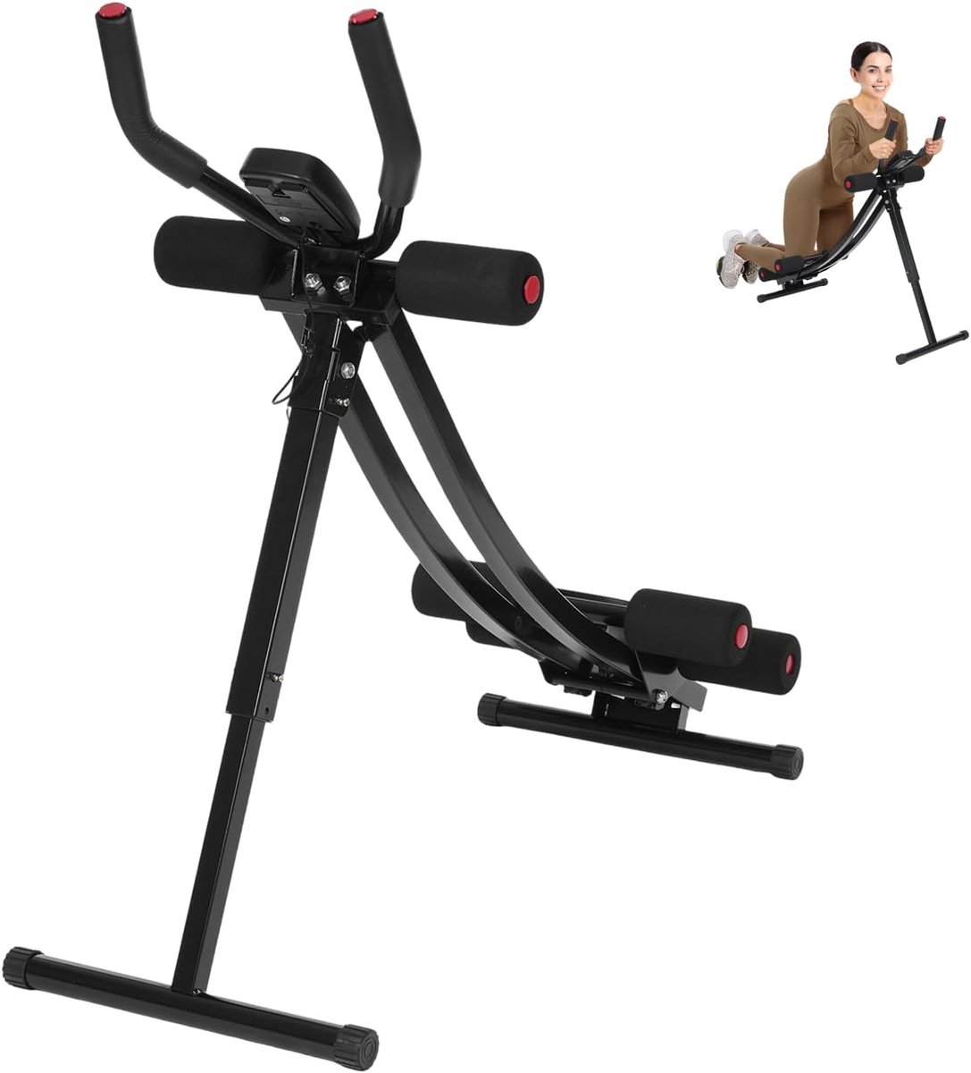 Buikspiertrainer - Ab Trainer - Thuis Fitness - 3 Trainingsniveaus - 200 kg Draagvermogen - Zwart