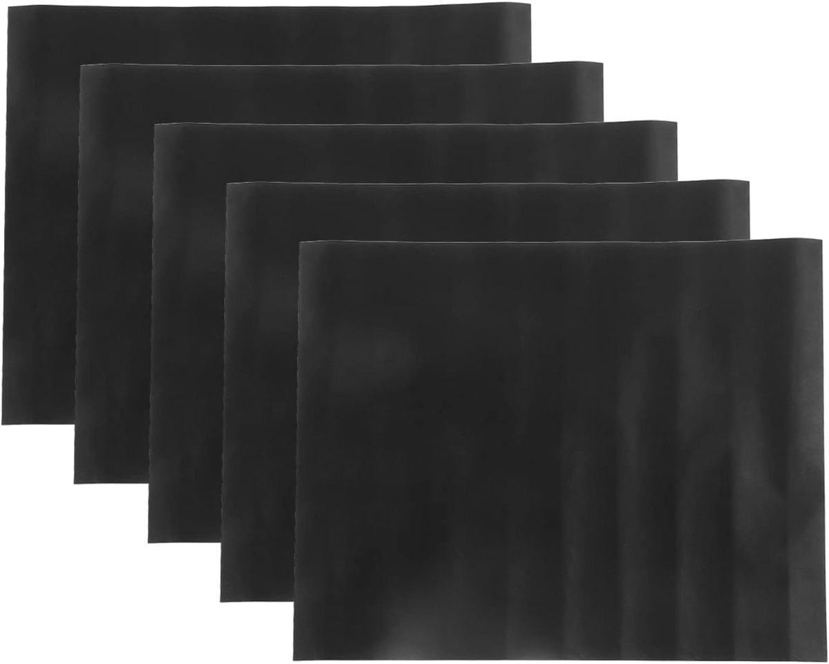 BBQ grillmat Anti-aanbak mat Buiten koken Hittebestendig materiaal 5 stuks 40x33cm Zwart