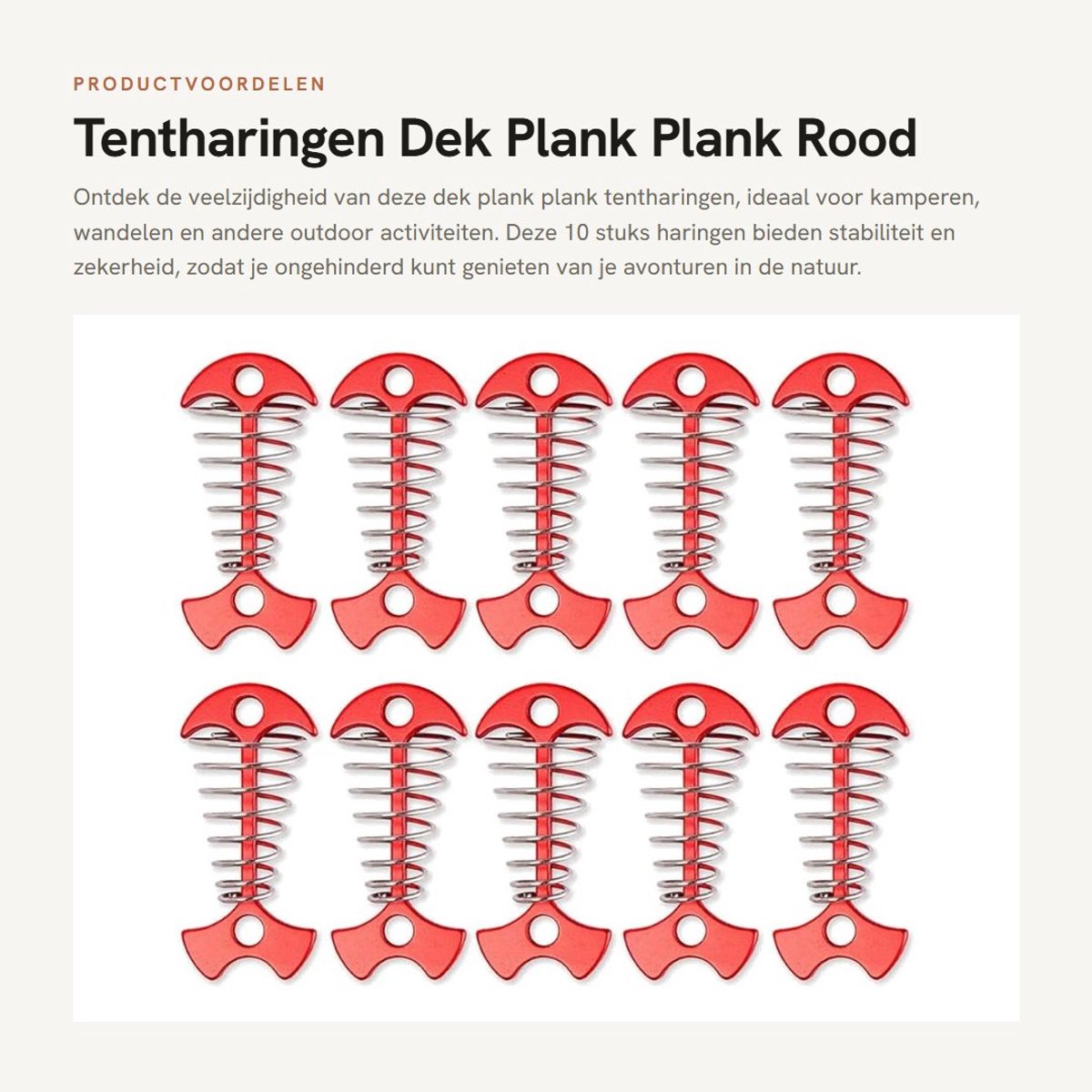 Dailygoods- Dekpinnen 10 Stuks - Tentharingen - Visgraat Dek Ankerpinnen - Veergesp - Geschikt voor Kamperen - Stabiliteit voor Outdoor Activiteiten - Tentstokken
