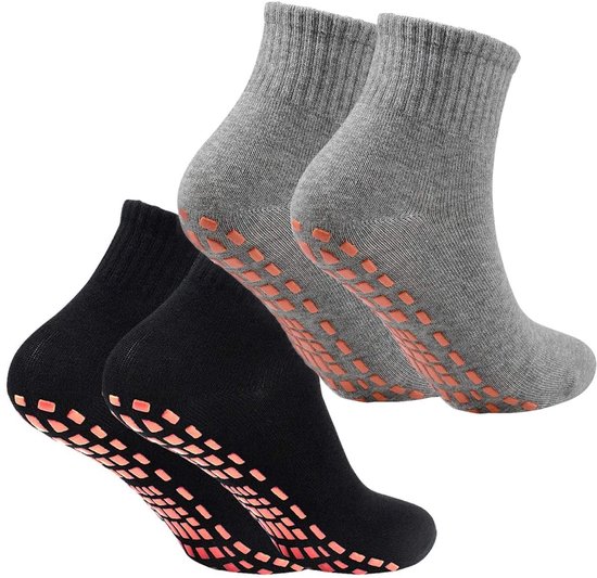 Dailygoods- Antislipsokken 2 Paar - Antislip voor Yoga/Pilates - Zwart/Grijs - Katoen - EU 36-41 - Ademend en Comfortabel - Yogasokken van Dailygoods — afbeelding 3