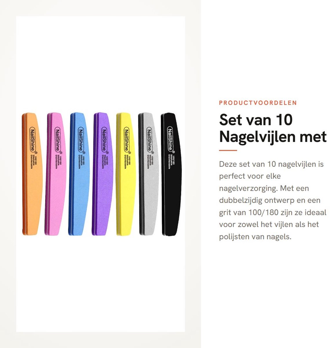 Dailygoods- Nagelvijlen 10 stuks - Dubbelzijdig 100/180 Grit - Halve Maan Ontwerp - Draagbaar - Waterdicht - Geschikt voor Manicure/Pedicure - Nagelvijl
