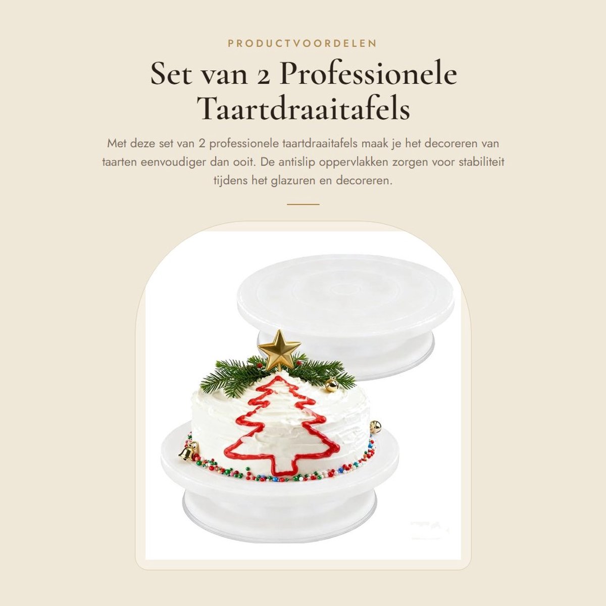Dailygoods- Taartdraaitafel 25,5 cm - Professionele Roterende Taartstandaard - Antislip Decoratieplatform - Gladde Rotatie - Duurzaam Kunststof - Set van 2
