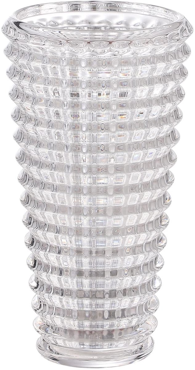 Dailygoods- Kristallen Vaas 23 cm - Grote Glazen Vaas - Decoratieve Vaas - Cilindervaas - Moderne Vaas - Hoogwaardig Soda-Lime Glas