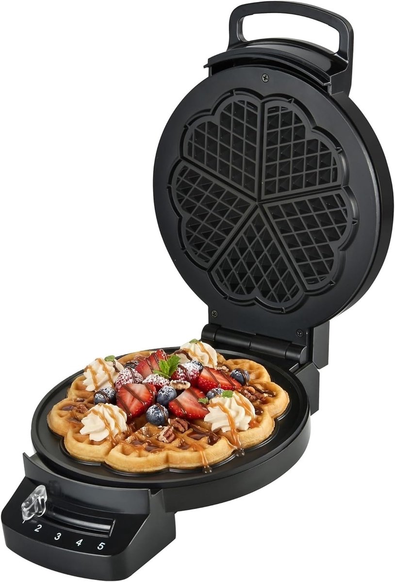 Wafelmaker - Bakplaat - Lekkere Wafels Maken - Instelbare Thermostaat - 1200 Watt - Zwart