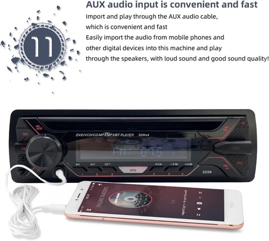 Auto Radio - CD Speler - Muziek Afspelen - Bluetooth Handsfree - 1 Din - Zwart — afbeelding 5
