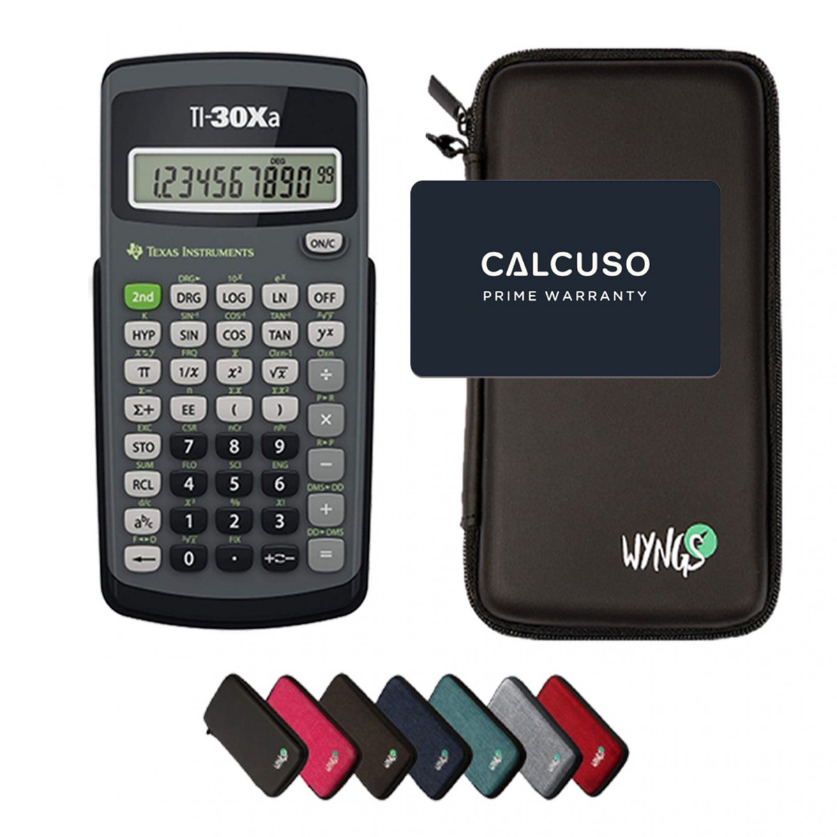 TI-30Xa incl. WYNGS Beschermhoes Zwart - Wetenschappelijke Rekenmachine - Basis Pakket