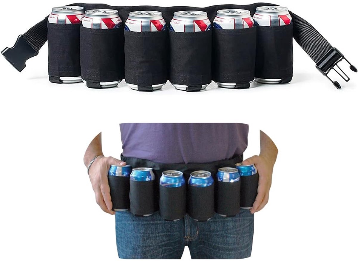 Dailygoods- Drankhouder met 6 vakken - Drinkgordel - Drankhouder auto - Drankhouder zwembad - Verstelbaar 72-120 cm - Geschikt voor buitenactiviteiten - Drankgordel