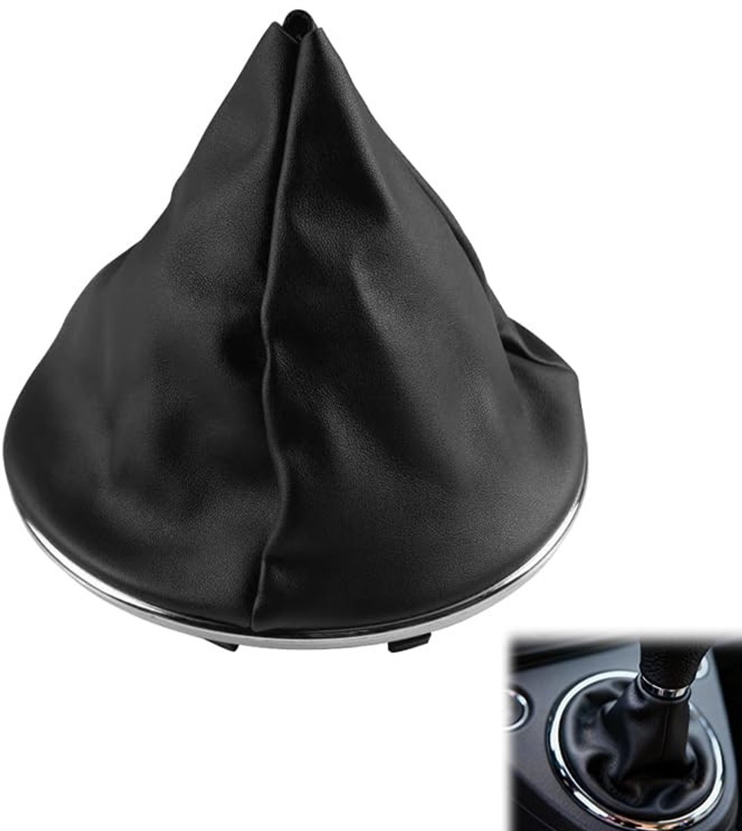 Dailygoods- Versnellingspook Hoogwaardig Zwart Leer - Pookknop - Vervanging - Compatibel met Onderdeelnummers - Eenvoudige Installatie - Perfect voor Fiat 500/500C (2007-2015) - Versnellingspookknop