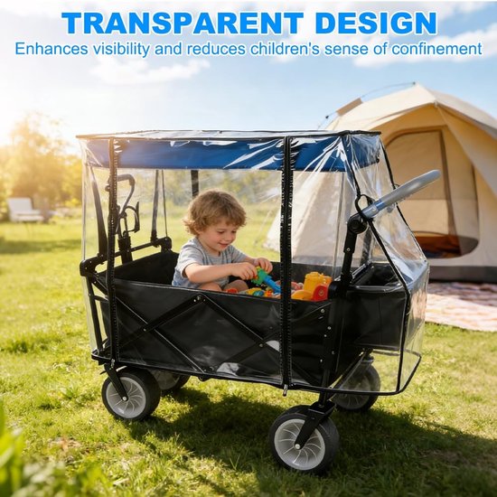 Dailygoods- Regenbescherming Waterdicht - Bolderkar/Handwagen - Opvouwbaar - PVC - 115 x 92 x 75 cm - Bescherming tegen Wind/Sneeuw - Bolderkarhoes van Dailygoods — afbeelding 3