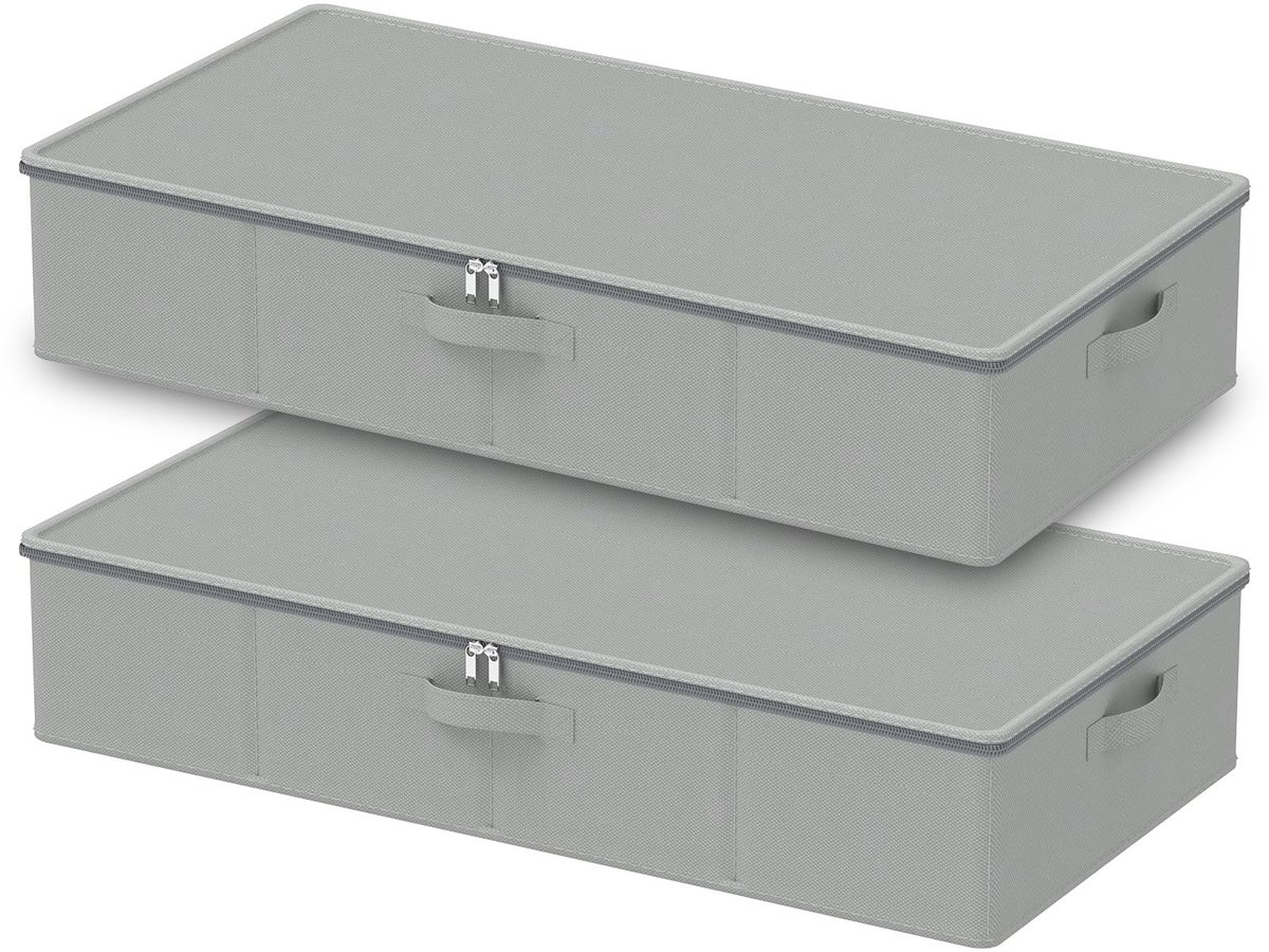 Dailygoods- Onderbedcommode Ruimtebesparend - Opbergdoos met Deksel - Set van 2 - 80 x 40 x 15 cm - Duurzaam - Robuust en Schokbestendig