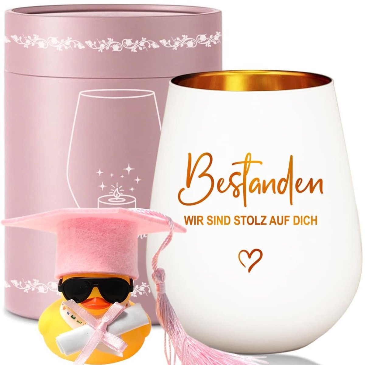 Dailygoods- Windlicht Glas - Felicitatie Afstuderen - Aandenken - Motivatie - Hoogwaardig - Afmetingen 113x86x86mm - Kaarsenhouder