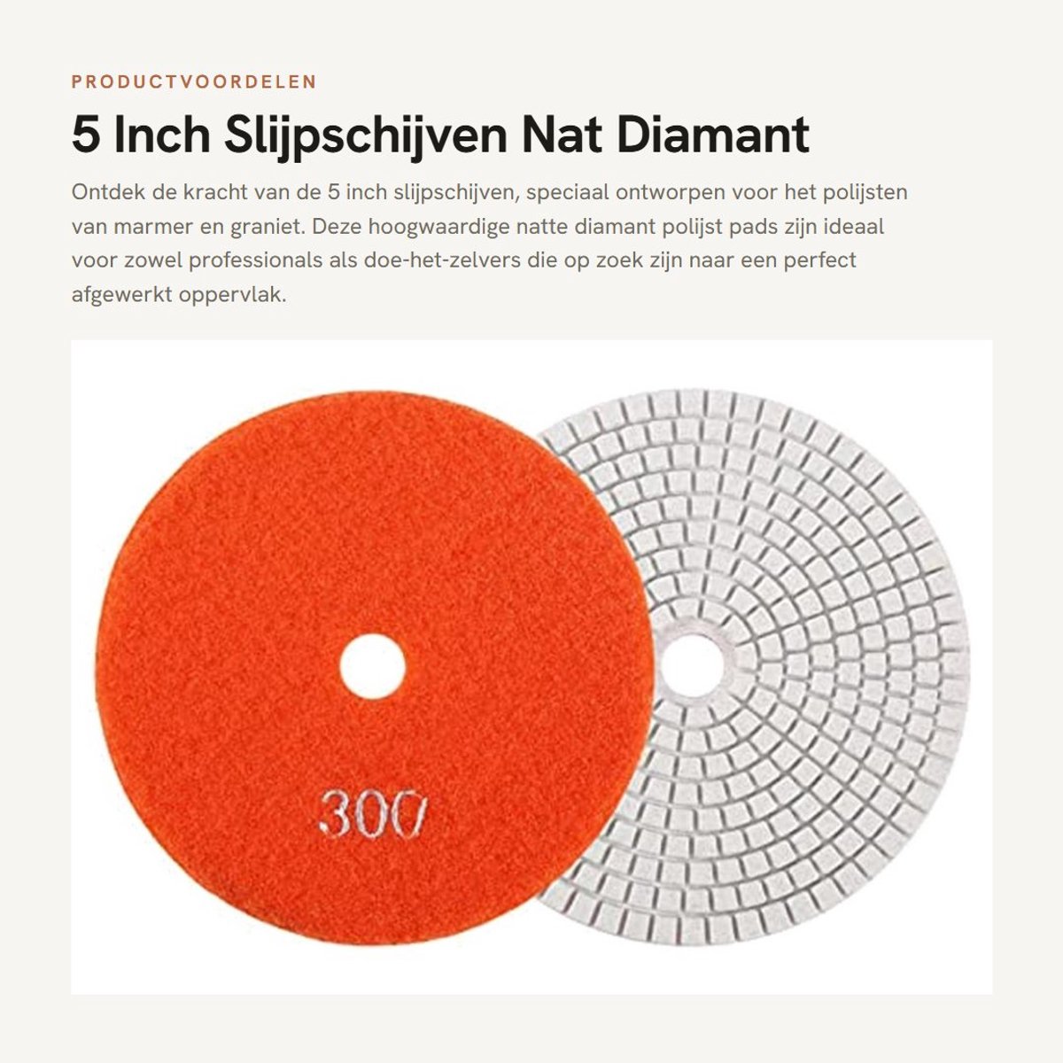 Dailygoods- Slijpschijven 125 mm - Polijstpads 125 mm - Wet Diamond Polishing Pads - Slijpschijven voor marmer - Slijpschijven voor graniet - Professionele kwaliteit