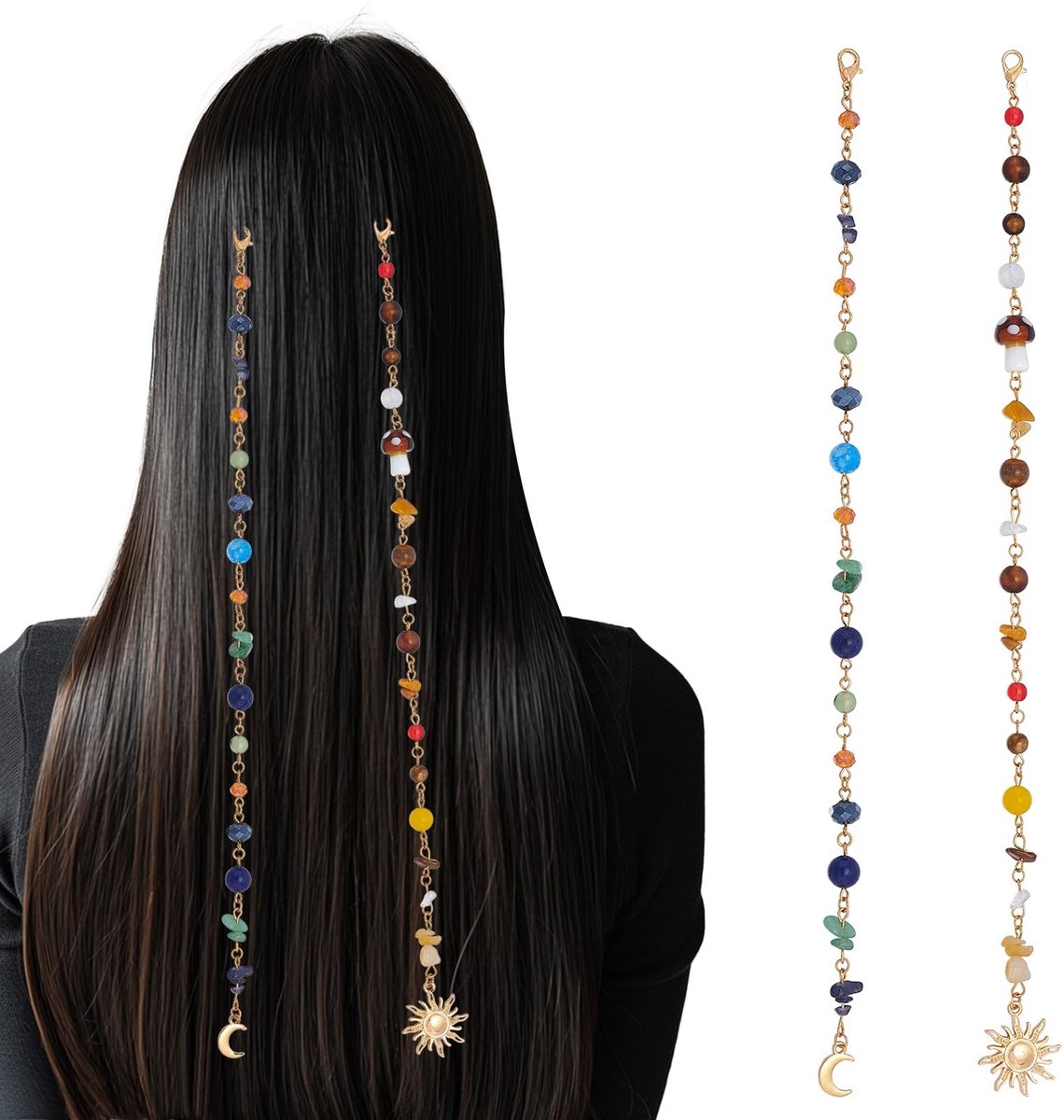 Dailygoods- Haarketting Gevlochten met Lange Kwastjes - Haarsieraad Bruid - Decoratieve Sieraden - Haaraccessoires - Veelkleurig - Voor Bruiloft/Feest