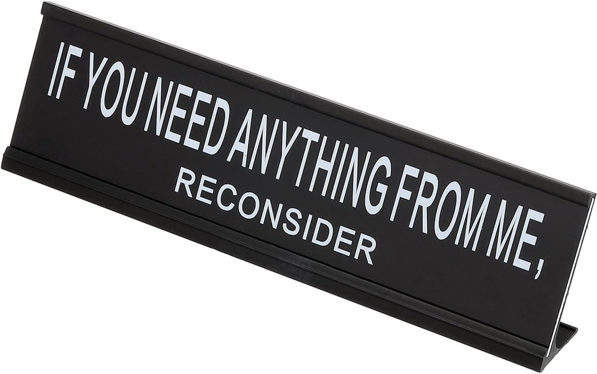 Naamplaatje Bureau - Bureaubord Plaquette - Kantoor Decoratie - L-vormig Ontwerp - 20x6x5cm - Zwart Wit