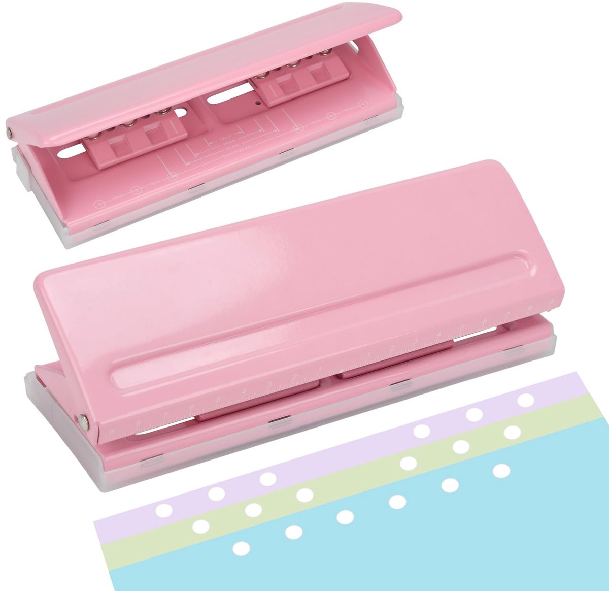 Dailygoods- Perforator 6-gaats - Verstelbaar voor A4/A5/A6 - Metalen constructie - Antislip basis - Capaciteit 6 vellen - Inclusief liniaal en gatgeleider - Ringbandperforator
