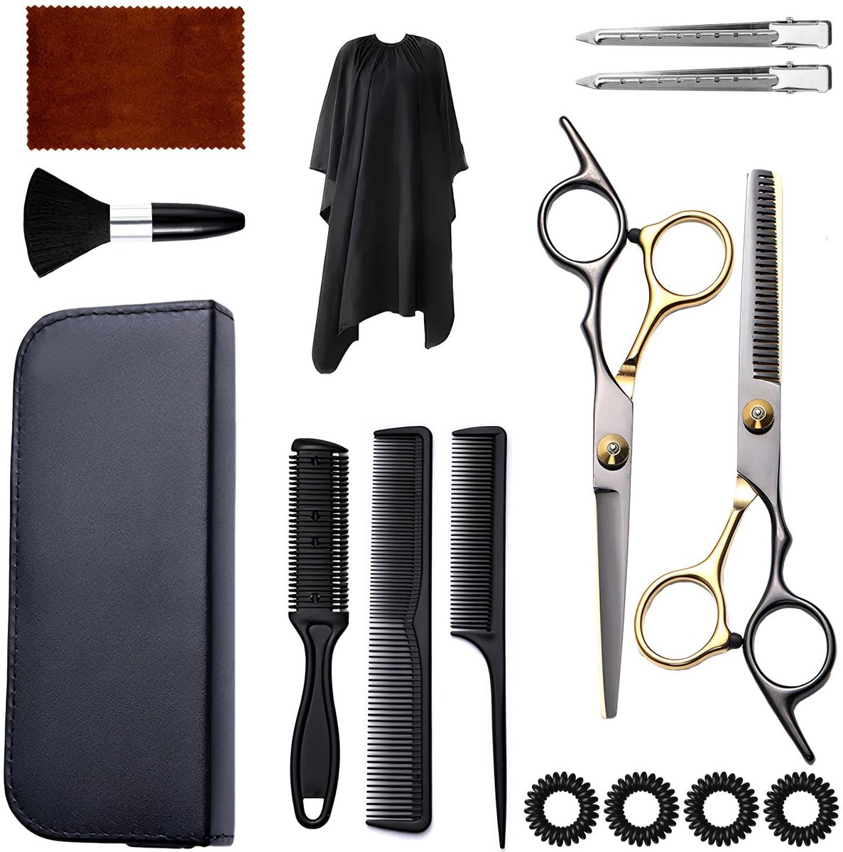 Dailygoods- Haarschaarset 15-delig - Professionele Kappersschaar - Effileerschaar - Roestvrij Staal - Ergonomisch Ontwerp - Duurzaam en Comfortabel - Kappersset